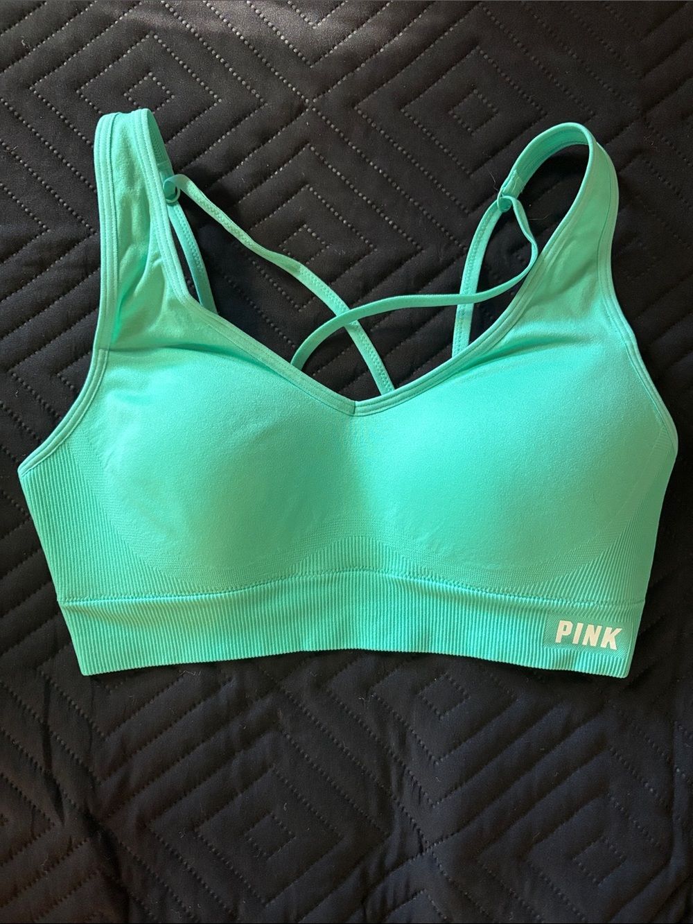 PINK Victoria's Secret Mint Green Seamless Strappy Sports Bra